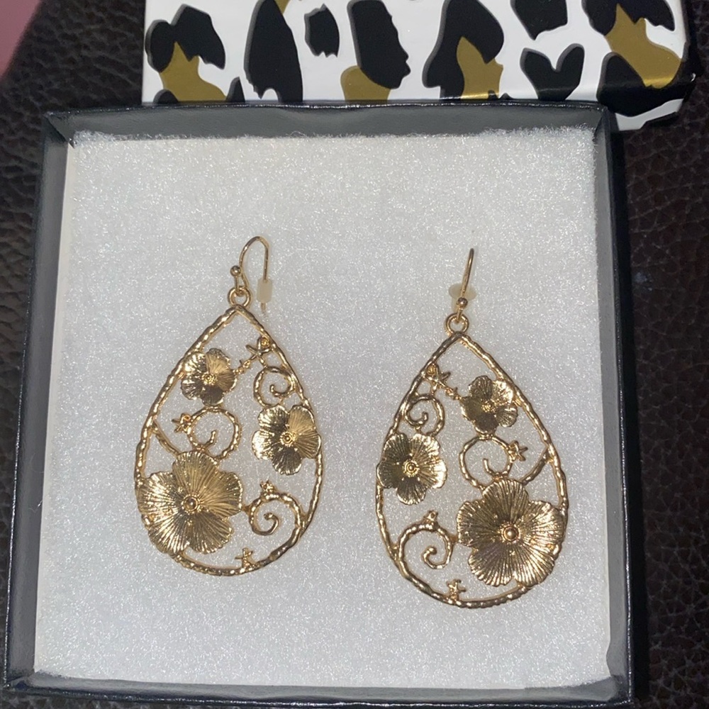 Gold floral earrings